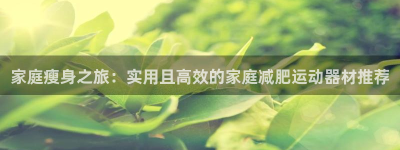 678体育官网下载招商电话：家庭瘦身之旅：实用且高效的家庭减